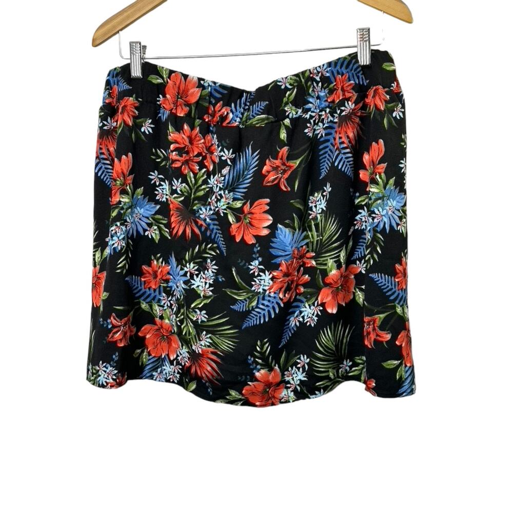 DR2 Black Hawaiian Print Skort Shorts Women's Size XXL Side Tie New - Picture 5 of 7